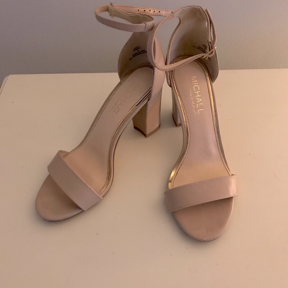 Nude chunky strappy heel